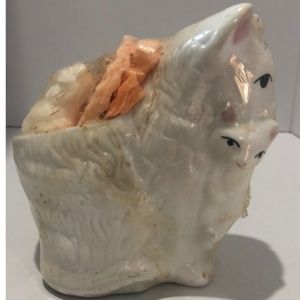 Earth Esscents Ceramic Cat White Kitten Soap Bath Gift Set Peach